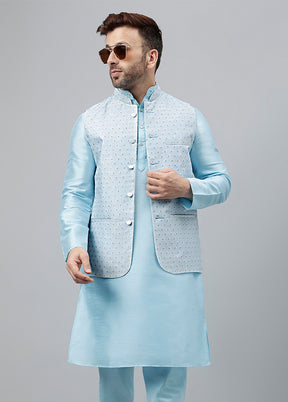 3 Pc Aqua Viscose Nehru Set