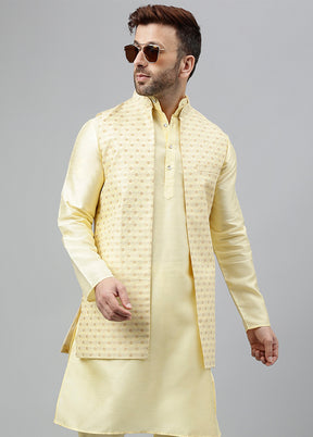 3 Pc Lemon Viscose Nehru Set