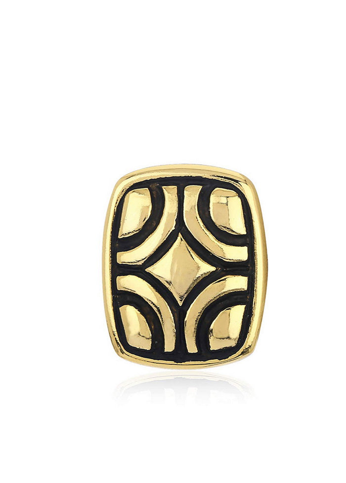 Estele Gold Tone Plated Black Enamel Square Stud Earrings - Indian Silk House Agencies