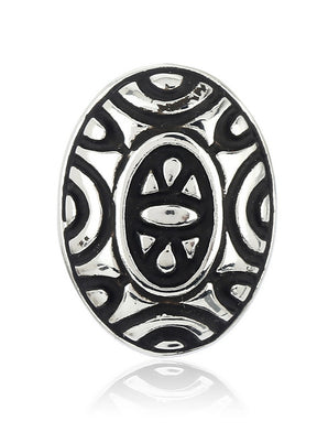 Estele Non Precious Metal Oxidized Silver Tone Plated Black Enamel Ovel Shaped Stud Earrings for wom - Indian Silk House Agencies