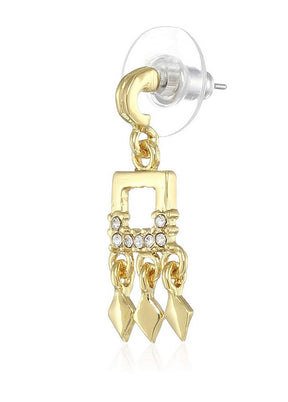 Estele 24 Kt Gold Plated Diamond dangle Drop Earrings - Indian Silk House Agencies