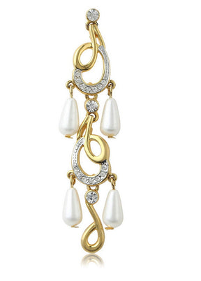 Estele 24Kt Gold And Silver Plated White Austrian crystal With Faux Pearl Drop Earrings - Indian Silk House Agencies
