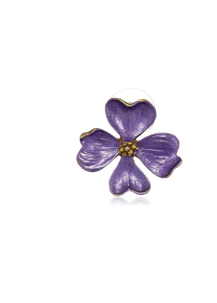 Estele Purple Flower Stud Earrings - Indian Silk House Agencies