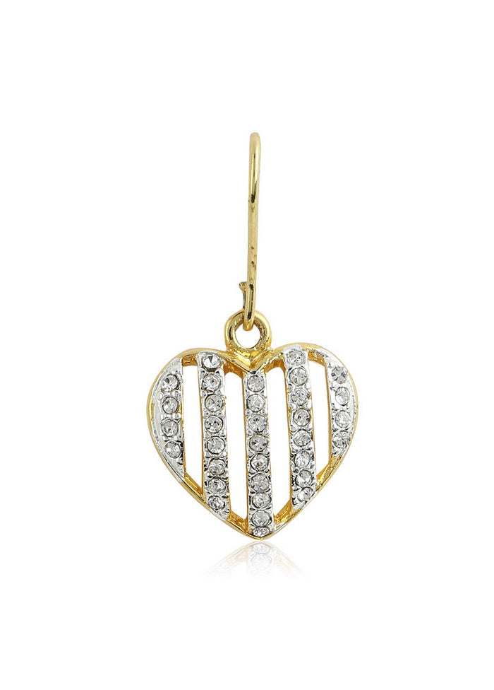 Estele Non Precious Metal 24Kt Gold And Silver Plated White Austrian crystal Heart Shaped Hanging Ea - Indian Silk House Agencies