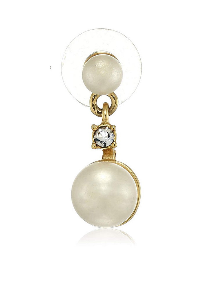 Estele 24 Kt Gold Plated Round Pearl Drop Earrings - Indian Silk House Agencies