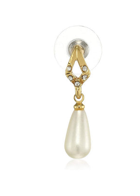Estele 24 Kt Gold Plated Diamond pearl Drop Earrings - Indian Silk House Agencies
