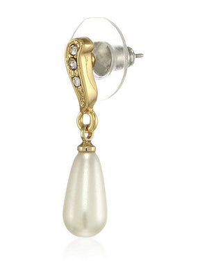 Estele 24 Kt Gold Plated sine wave pearl Drop Earrings - Indian Silk House Agencies