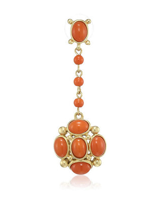 Estele 24 Kt Gold Plated Orange beaded Dangle Earrings - Indian Silk House Agencies