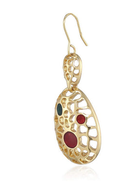 Estele Zinc Alloy 24 Kt Gold Plated Bubble Cluster Enamel Dangle Earrings For Women - Indian Silk House Agencies