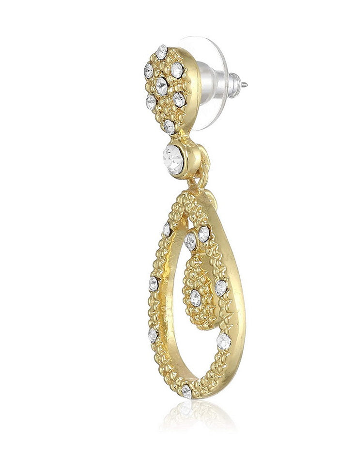 Estele Zinc 24 Kt Gold Plated Triple Pear Dangle Earrings for Girls - Indian Silk House Agencies