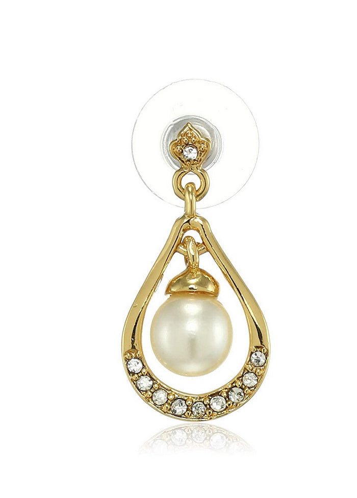 Estele 24 Kt Gold Plated Pearl Bulb Dangle Earrings - Indian Silk House Agencies