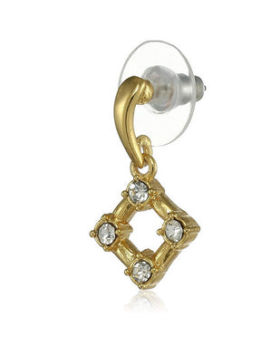 Estele 24 Kt Gold Plated Diamond baguette Drop Earrings - Indian Silk House Agencies