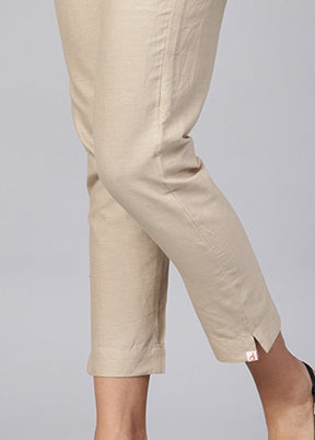 Grey Cotton Casual Pant