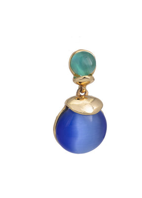 Estele 24 Kt Rose Gold Plated Blue monalisa Drop Earrings - Indian Silk House Agencies