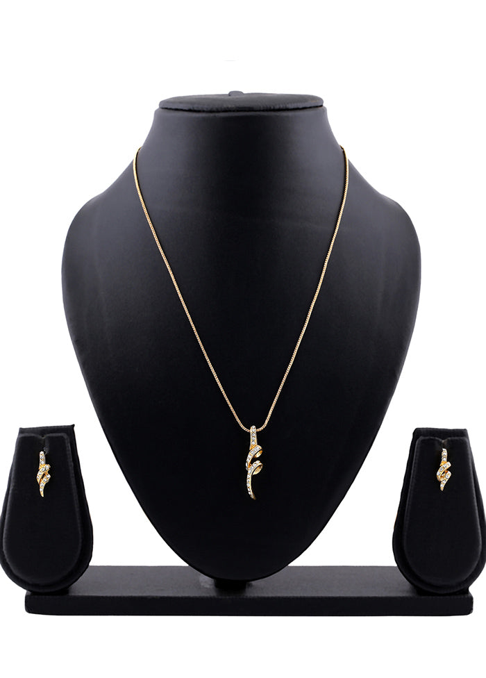 Gold Plated Twirl Designer Necklace Set - Indian Silk House Agencies