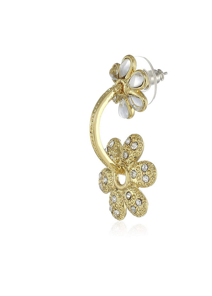 Estele Rhodium Plated Indian Diamond Dangle Earrings Gold - Indian Silk House Agencies