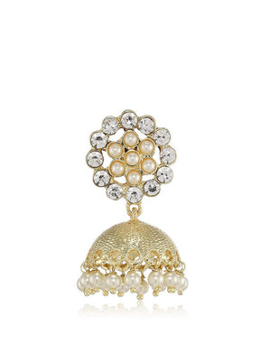 Estele 24 Kt Gold Plated Traditional Kundan Jewellery Stylish Fancy Party Wear Jhumki Jhumka Earring - Indian Silk House Agencies