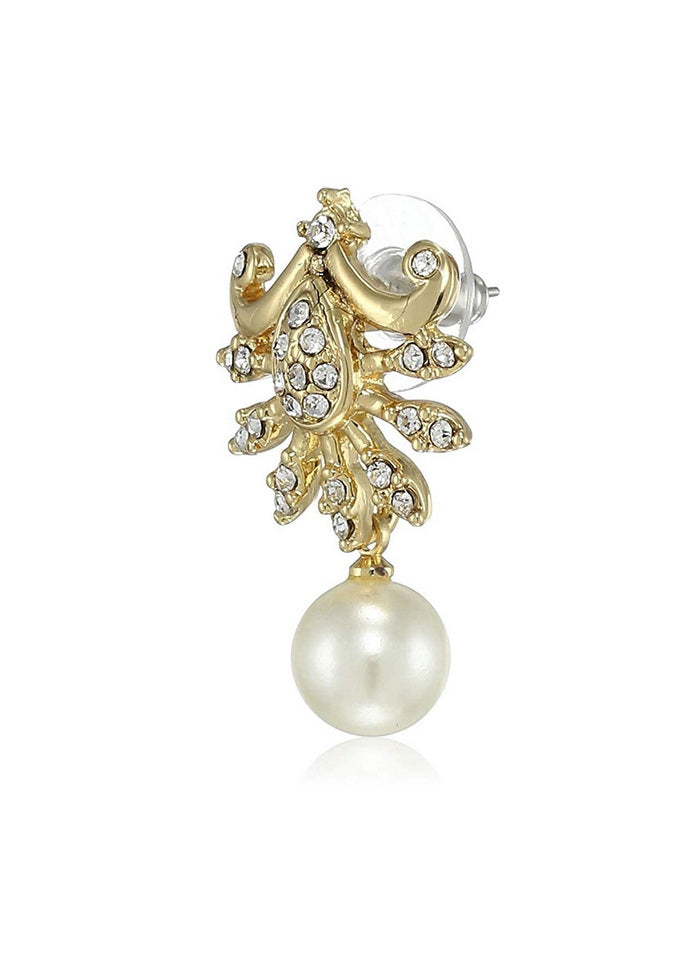 Estele 24 Kt Gold And Silver Plated Moonlight Pearl Drop Earrings One Size - Indian Silk House Agencies