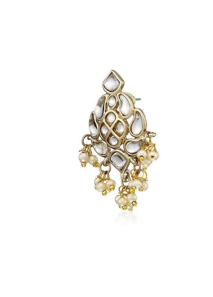 Estele 24Kt Gold Plated Kundan Chandbali Hook Dangler Stylish Fancy Party Wear Earrings For Women - Indian Silk House Agencies