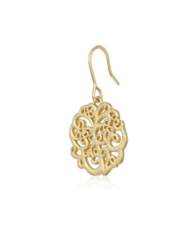 Estele Gold Plated Mesh Design Drop Earrings - Indian Silk House Agencies