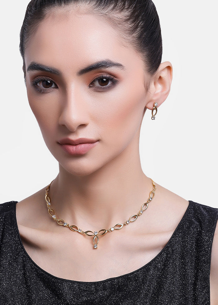 Gold Plated Elliptical Shaped Jewellery Set - Indian Silk House Agencies