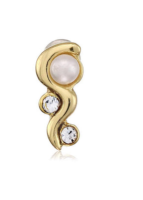 Estele 24 Kt Gold Plated Slithering Pearl and crystal Stud Earrings - Indian Silk House Agencies