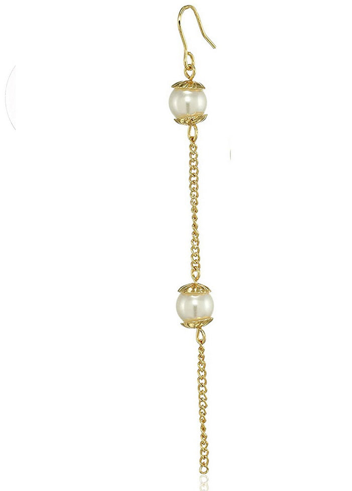 Estele 24 Kt Gold Plated Pearl Chain Dangle Earrings - Indian Silk House Agencies