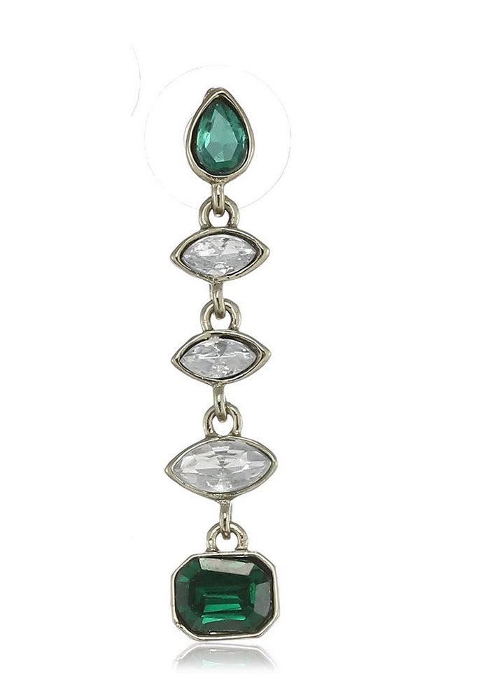 Estele 24 Kt Gold Plated Bling Emerald Marquise Dangle Earrings - Indian Silk House Agencies