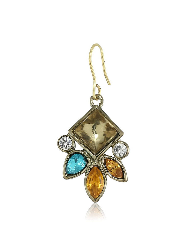 Estele 24 Kt Gold Plated Colorful Amber Princess crystal Drop Earrings - Indian Silk House Agencies