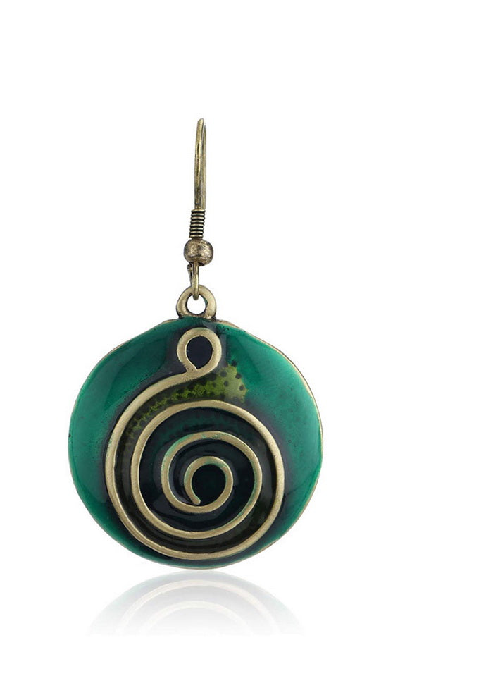 Estele Brass Plated Swirl on Coin Drop Earrings for Girls and Women - Indian Silk House Agencies