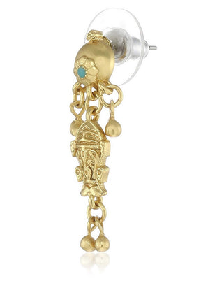 Estele 24 Kt Oxidized Gold Plated Antique Matsya Dangle Earrings - Indian Silk House Agencies