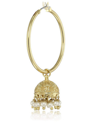 Estele 24 Kt Oxidized Gold Plated Bold Hoop Jhumkis For Girls - Indian Silk House Agencies