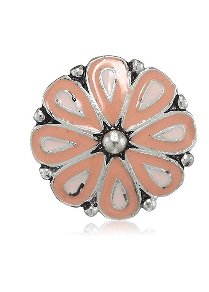 Estele Oxidized Silver Plated Orange Pink flower filigree bead Drop Earrings - Indian Silk House Agencies