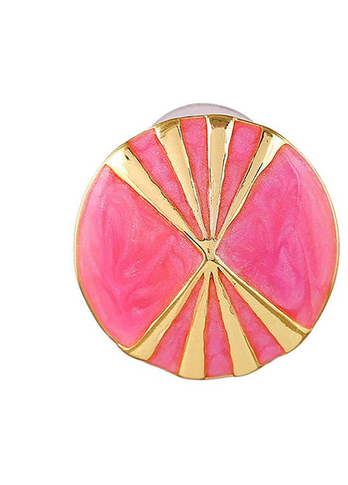 Estele 24 Kt Gold Plated Radiating Pink Enamel party Stud Earrings - Indian Silk House Agencies