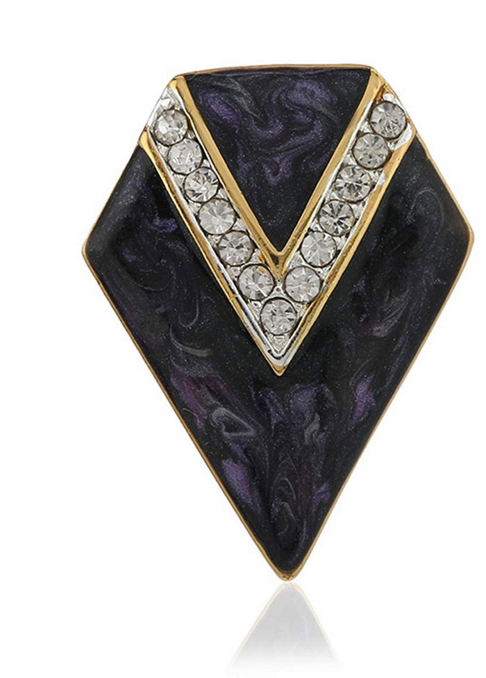 Estele 24KT Non Precious Metal Gold And Silver Plated stud earrings with Purple colour enamel embell - Indian Silk House Agencies