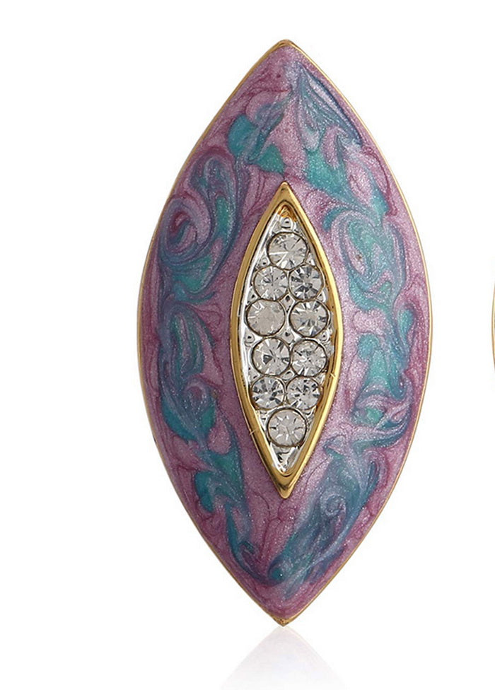 Estele Gold Plated Purple Eye shaped fancy latest Studs for women - Indian Silk House Agencies