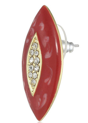 Estele 24 Kt Gold Plated Red Eye shaped fancy Studs for women - Indian Silk House Agencies