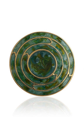Estele 24 Kt Gold Plated Green Enamel Concentric button Stud Earrings - Indian Silk House Agencies