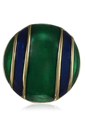 Estele 24 Kt Non Precious Metal Gold Plated Green Blue Pinstrip Enamel Stud Earrings for Girls - Indian Silk House Agencies