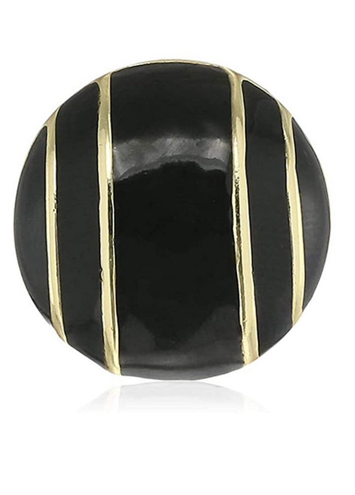 Estele Gold Plated And Black Fashionable Round Studs For Women One Size - Indian Silk House Agencies