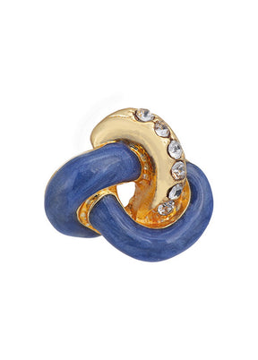 Estele 24 Kt Gold Plated Blue Pretzel crystal enamel Stud Earrings for Girls and Women - Indian Silk House Agencies