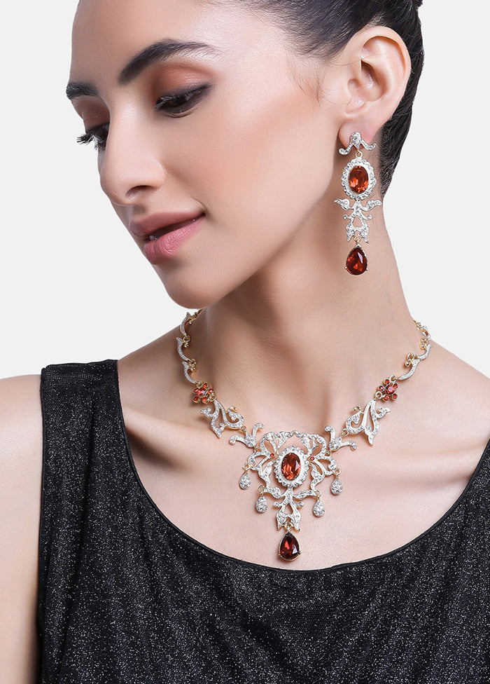 Gold Plated Dazzling Jewellery Set - Indian Silk House Agencies