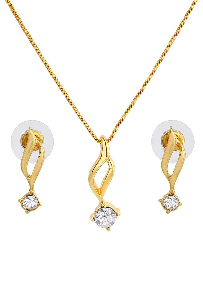 Gold Plated Solitaire Necklace Set - Indian Silk House Agencies