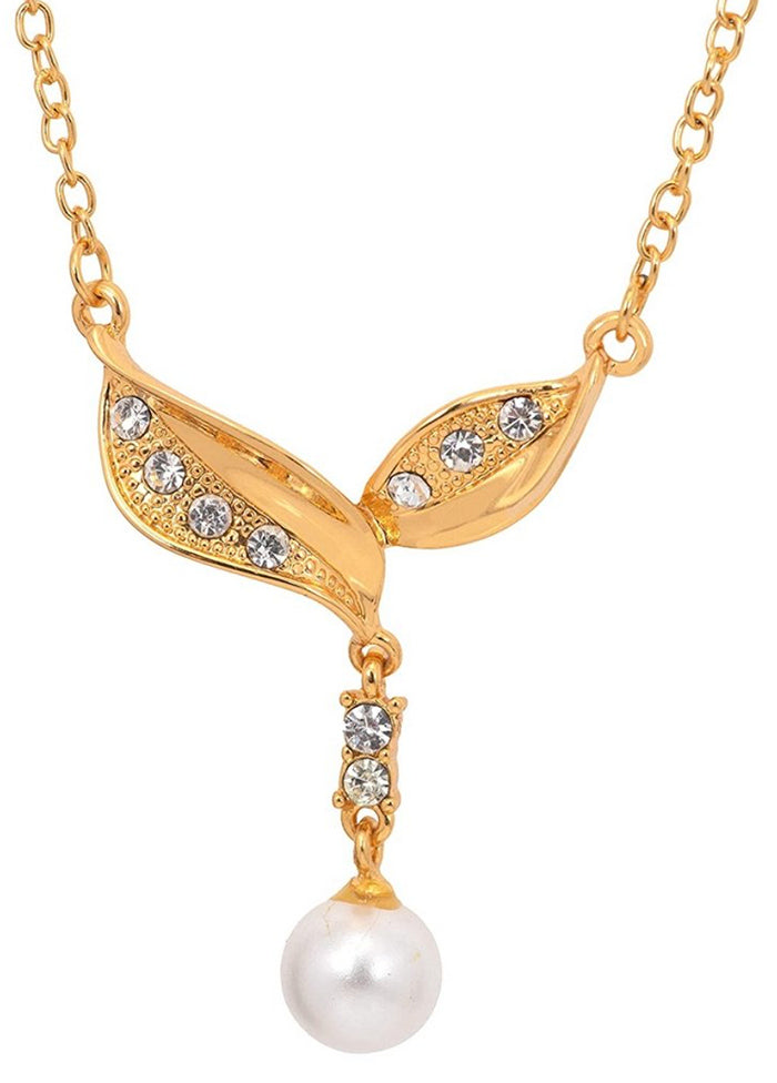 Gold Plated Necklace Set With Pearl Drop - Indian Silk House Agencies