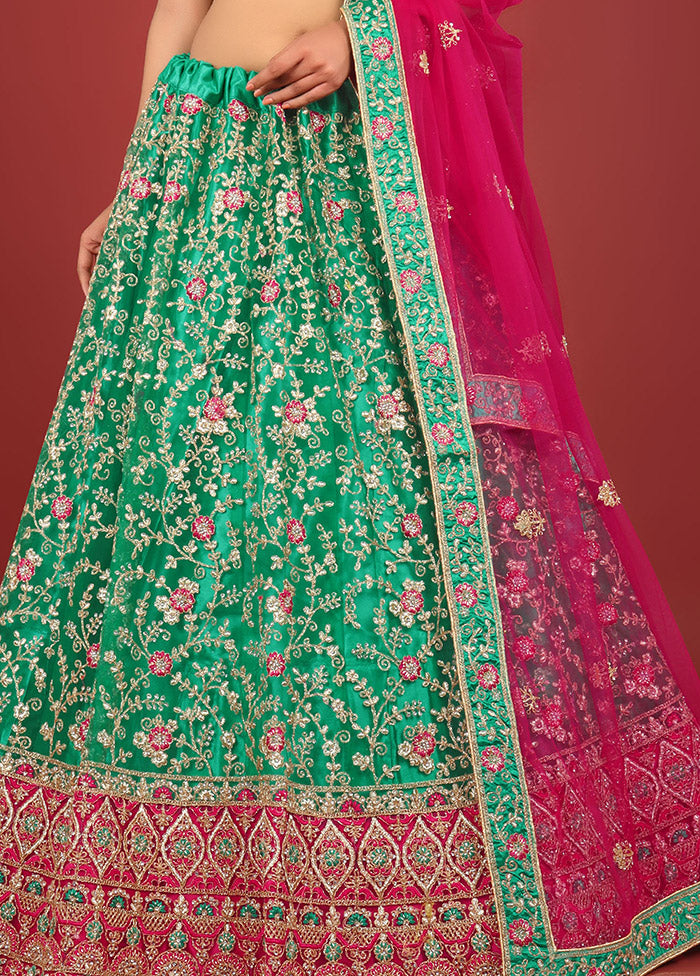 3 Pc Rama Net Semi Stitched Lehenga Set - Indian Silk House Agencies