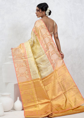 Yellow Kanchipuram Pure Silk Saree With Blouse Piece
