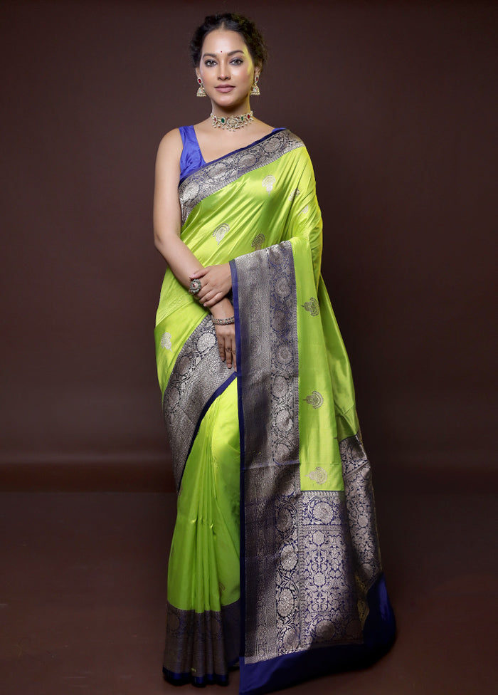 Green Handloom Katan Pure Silk Saree With Blouse Piece