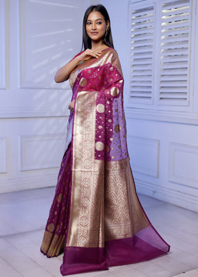 Purple Kora Silk Saree With Blouse Piece