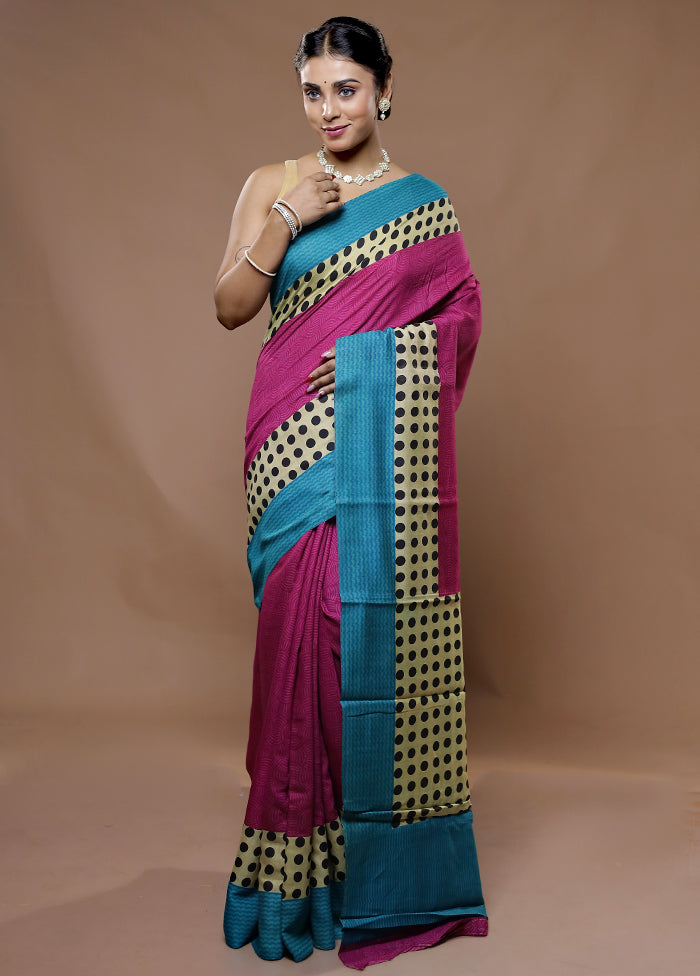 Pink Printed Silk Saree Without Blouse Piece