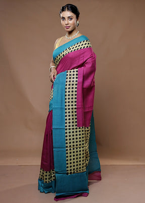 Pink Printed Silk Saree Without Blouse Piece - Indian Silk House Agencies